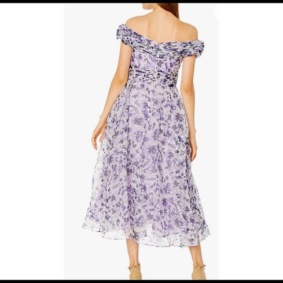 New Shoshanna -Meraki Fleur Clip Dot Purple Midi Dress - Picture 4 of 12
